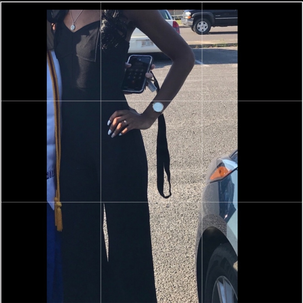 Black spaghetti strapped jumpsuit worn once